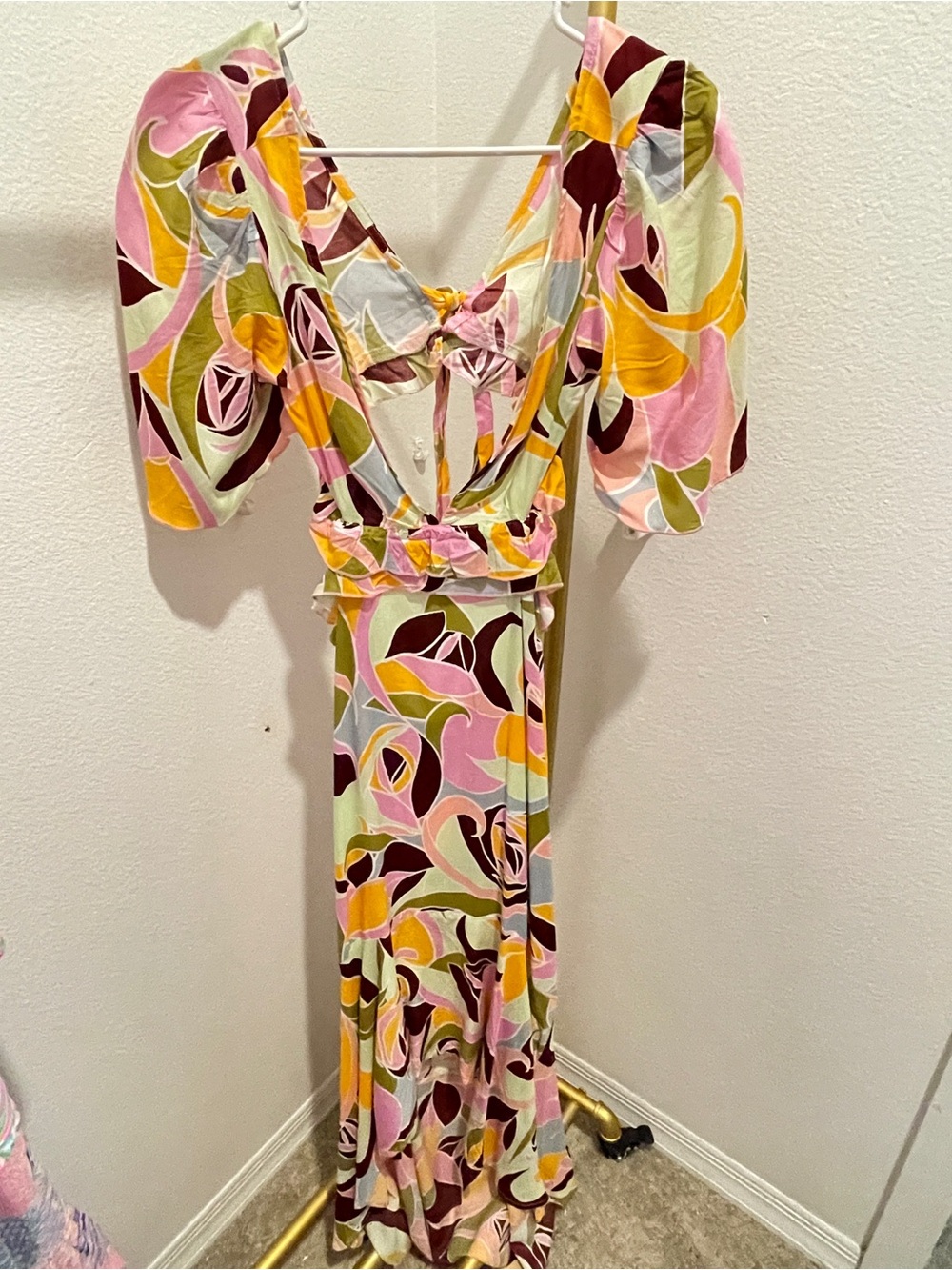 River Island Pink Multi Floral Tie-Back Maxi Dress